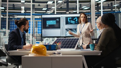 Photovoltaics plant researchers conduct performance analysis on solar cells to identify material...