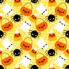 Halloween ghost seamless cute cartoon pattern for wrapping paper and fabrics