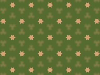 A charming seamless pattern featuring soft peach stars set against a rich green background, perfect for nature-inspired textiles and graphic design projects.