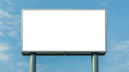 Blank green road sign against a blue sky perfect for mockups and advertising