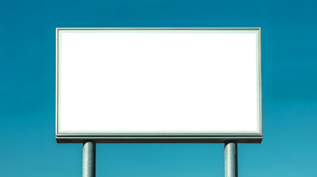 Blank green highway sign against a bright clear blue sky for messaging and communication