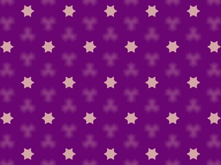 An elegant seamless pattern featuring light beige stars and blurred geometric shapes on a deep purple background, perfect for luxurious textile or design projects.