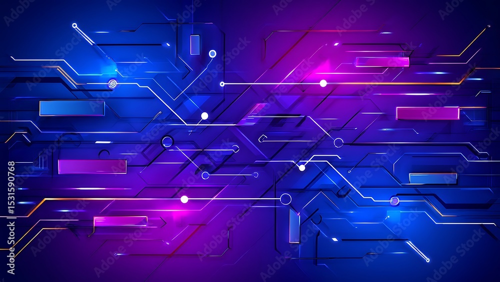 Poster abstract circuit board design futuristic technology background with glowing lines and nodes