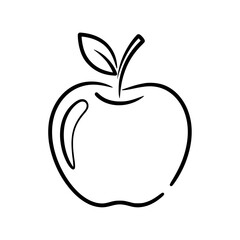 Outline apple illustration in minimalistic black and white design  