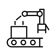 Industrial robot loading boxes onto conveyor belt in factory setting  
