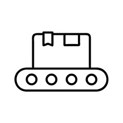Conveyor belt with package moving in industrial setting  