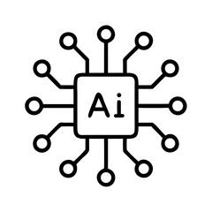 AI chip icon with interconnected nodes and lines in minimal design  