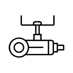 Pneumatic actuator illustration in minimalist black and white style  
