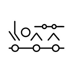 Abstract line art with geometric shapes in black on white background  