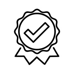 Checkmark icon in circular badge design for quality assurance  