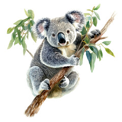 Koala, watercolor painting vector, isolated on a white background.