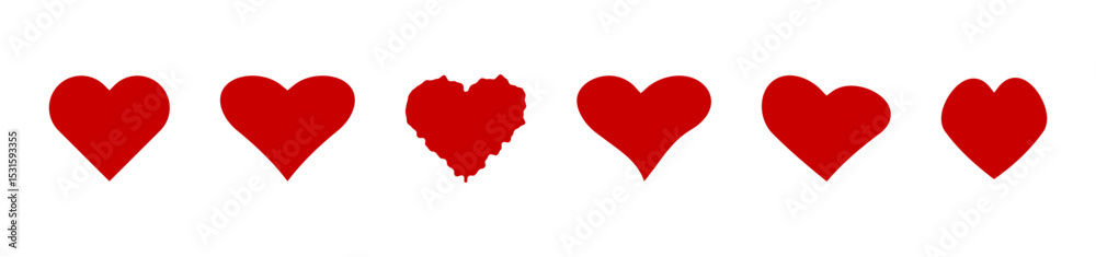 Poster red heart icon set. like icon. add to favorite icon sign. love icon button. vector heart shape
