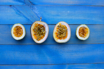 Ripe purple passion fruits, Tropical fruits