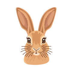 Cute face rabbit animal. Flat vector clipart, illustration with isolated background.
