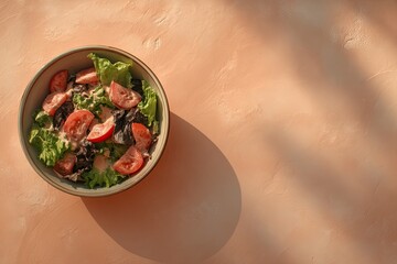Light-filled bowl of salad