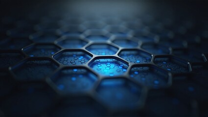 Minimalist hexagonal matte pattern with subtle blue energy glow