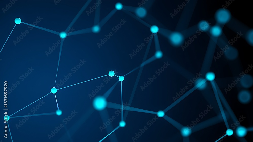 Poster abstract network connection digital nodes and lines, global network visualization