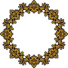 Obraz premium Elegant square gold frame with intricate baroque floral ornamentation on a white background, ideal for certificates, invitations, or decorative graphic design projects.