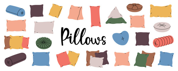 Orthopedic pillows. Comfortable pillows for sleeping. Vector illustration.