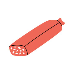 Pepperoni sausage. Butcher shop meat. Vector illustration.