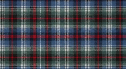 Blue, Green, Red, and White Plaid Fabric Background, Traditional Tartan Pattern Texture