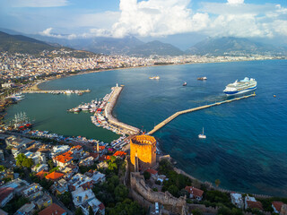 ships in the port of Alanya.