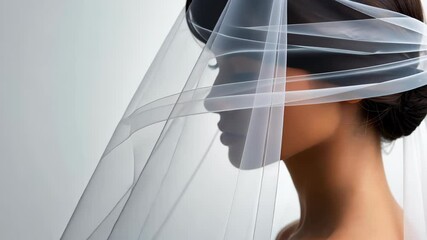 Ethereal Elegance: A side profile portrait of a bride, gracefully draped in a sheer veil, emanating serenity and poise. A celebration of matrimonial traditions.