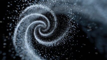 Mindfulness concept Swirling particles create a mesmerizing abstract pattern against a dark background.