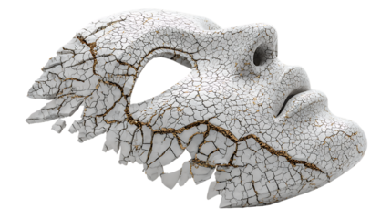 Cracked White Mask with Gold Veining Detail