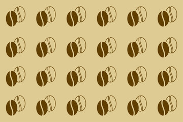 Repetitive pattern of coffee beans on a light background creating a warm and inviting design suitable for various applications