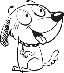Cute Cartoon Dog Vector Illustration – Happy Puppy with Collar and Tongue Out