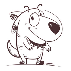 Cute Cartoon Dog Vector Illustration – Happy Puppy with Collar and Tongue Out