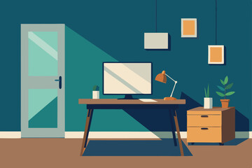 office desk with computer