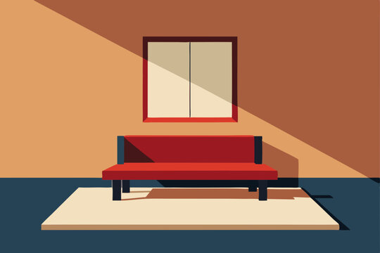 low Japanese inspired sofa in simple room with blab