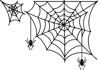Spooky Spiderwebs and Spiders Halloween Vector Illustration Set - Perfect for Decorations, Cards, and More