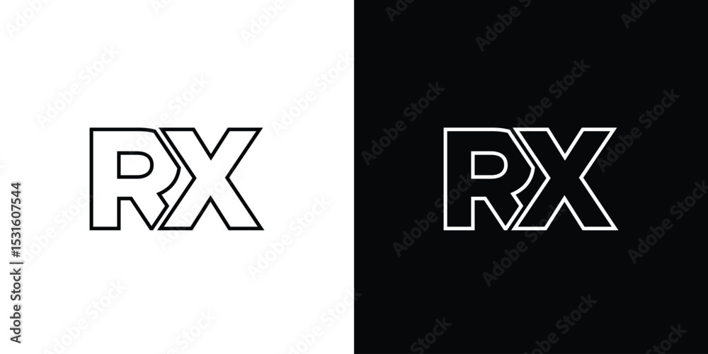 Aufkleber Letter R and X, RX logo design template. Minimal monogram initial based logotype.