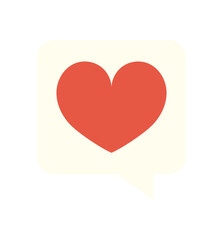 Heart emoji located in a social bubble. A vibrant character symbolizing communication in digital media. This cute message icon shows emotions and connectivity. Perfect for social media contexts,