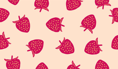Cute strawberry fruits pattern background vector design