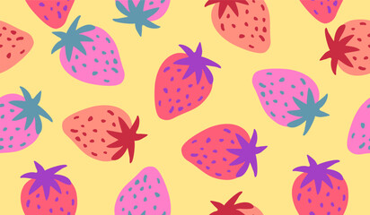 Cute strawberry fruits pattern background vector design