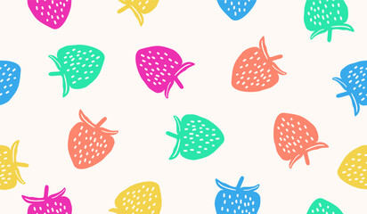 Cute strawberry fruits pattern background vector design