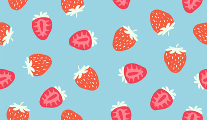 Cute strawberry fruits pattern background vector design