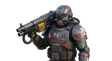 Fototapeta premium Futuristic Soldier with Heavy Weapon