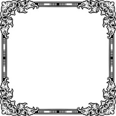 Elegant square gold frame with intricate baroque floral ornamentation on a white background, ideal for certificates, invitations, or decorative graphic design projects.