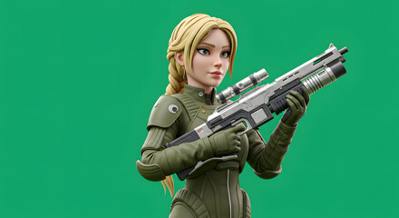 Sci-Fi Warrior Woman with Futuristic Weapon