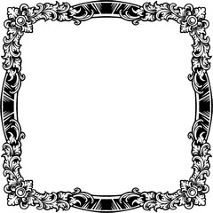 Elegant square gold frame with intricate baroque floral ornamentation on a white background, ideal for certificates, invitations, or decorative graphic design projects.