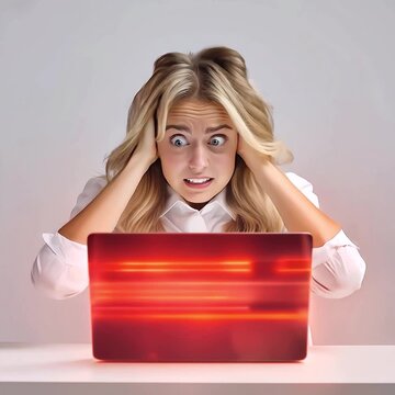 Shocked Woman Staring at Laptop Screen