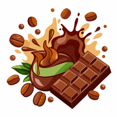 chocolate bar and coffee beans