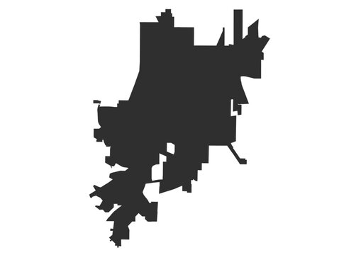 San Angelo, Texas Black Silhouette Vector Map