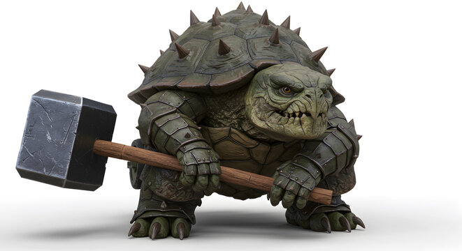 Armored Turtle Warrior with Hammer