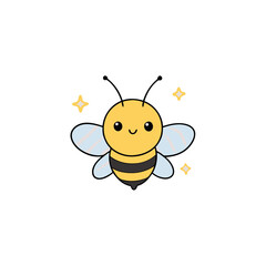 Obraz premium Cute Kawaii Bee with Joyful Face and Star Sparkle